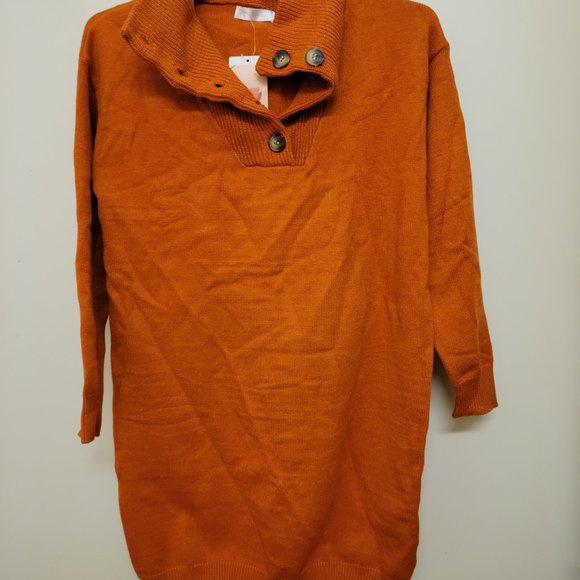 KIRUNDO 2023 Fall Winter Women's Long Sleeve Turtleneck Sweater Dress Button Dow - Picture 1 of 6